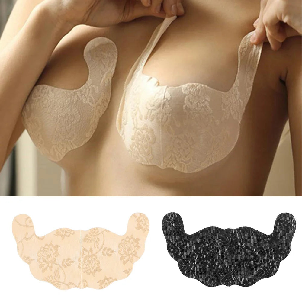 Women Self Adhesive Bra Strapless Invisible Breast Lift Tape Lace Stick Gel U Shape Bra Pads Plus Size Push Up Stickers