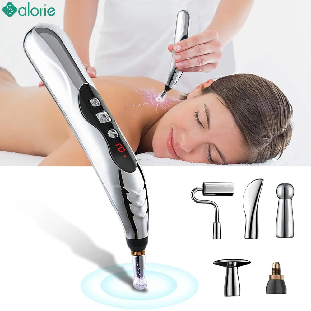 Rechargeable Acupuncture Pen 5/3 Heads Electric Muscle Pain Relief Relaxing Massage Pen Laser Energy Therapy Health Care Tool