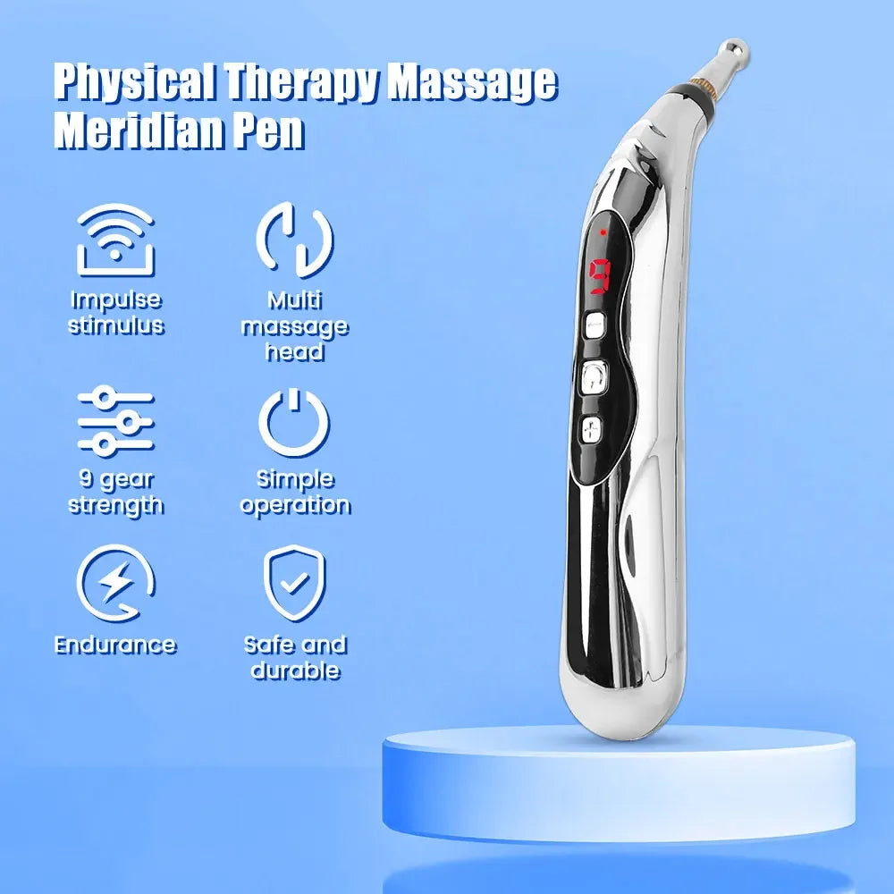 Rechargeable Acupuncture Pen 5/3 Heads Electric Muscle Pain Relief Relaxing Massage Pen Laser Energy Therapy Health Care Tool